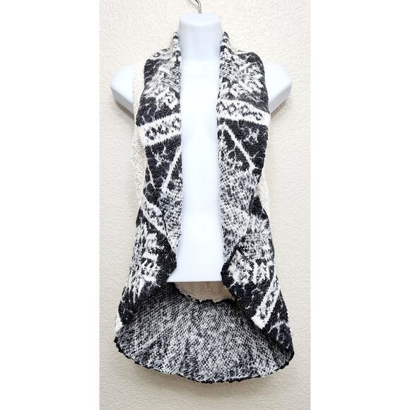 Max Studio Black White Cream Sleeveless Cardigan Sweater M 10 12 Girls Soft - Picture 1 of 5